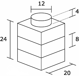 Diagram of how the LDU compares to a 1x1 brick
